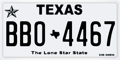 TX license plate BBO4467