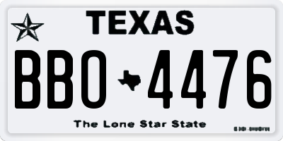 TX license plate BBO4476