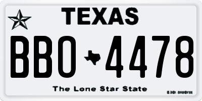 TX license plate BBO4478