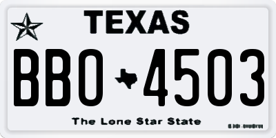 TX license plate BBO4503