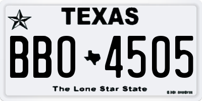 TX license plate BBO4505