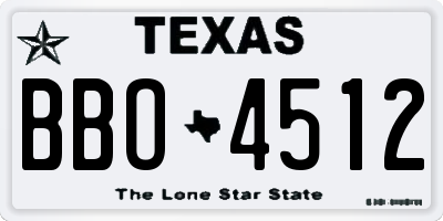TX license plate BBO4512