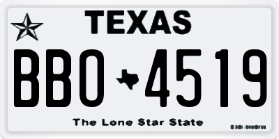 TX license plate BBO4519