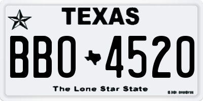 TX license plate BBO4520