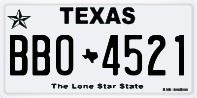 TX license plate BBO4521
