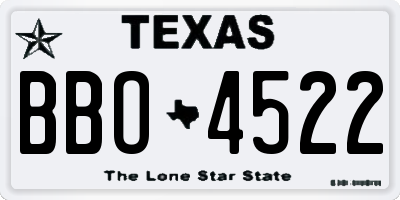 TX license plate BBO4522