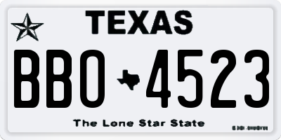 TX license plate BBO4523
