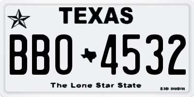 TX license plate BBO4532