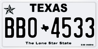TX license plate BBO4533