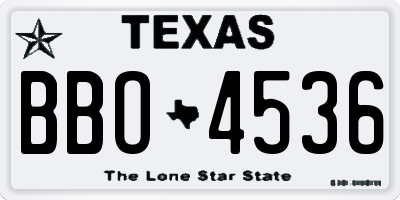 TX license plate BBO4536