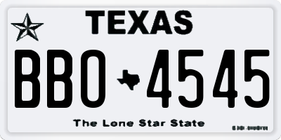 TX license plate BBO4545