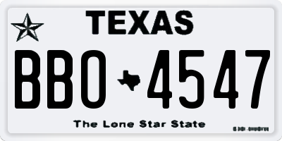 TX license plate BBO4547