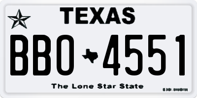 TX license plate BBO4551