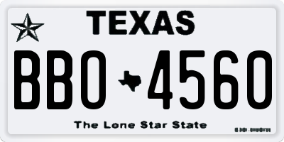 TX license plate BBO4560