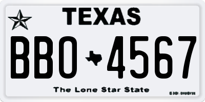 TX license plate BBO4567