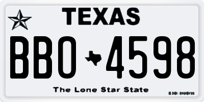 TX license plate BBO4598