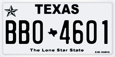 TX license plate BBO4601