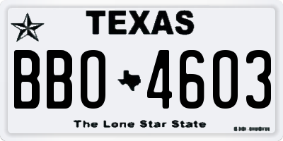 TX license plate BBO4603