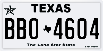 TX license plate BBO4604