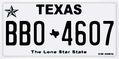 TX license plate BBO4607