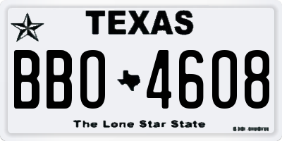 TX license plate BBO4608