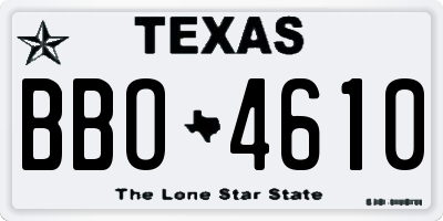 TX license plate BBO4610