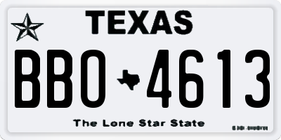 TX license plate BBO4613
