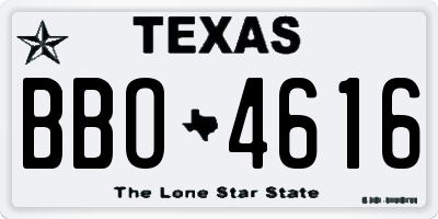 TX license plate BBO4616