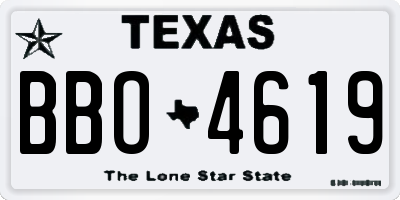 TX license plate BBO4619