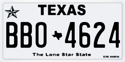TX license plate BBO4624