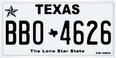 TX license plate BBO4626