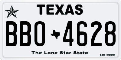 TX license plate BBO4628