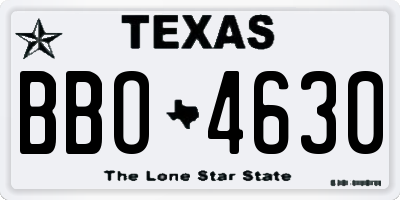 TX license plate BBO4630