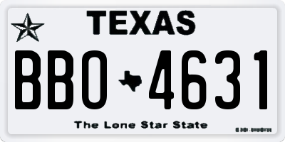 TX license plate BBO4631