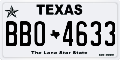 TX license plate BBO4633