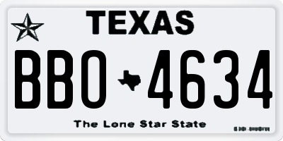 TX license plate BBO4634