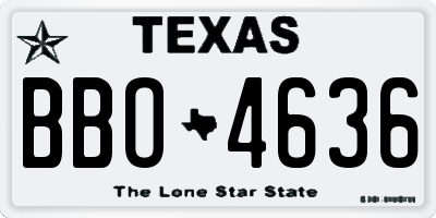 TX license plate BBO4636