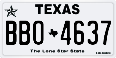 TX license plate BBO4637