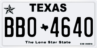 TX license plate BBO4640
