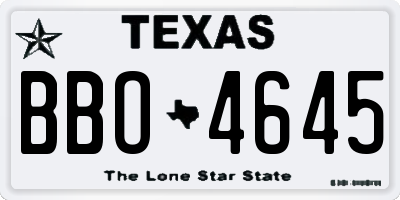 TX license plate BBO4645