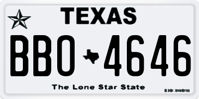TX license plate BBO4646