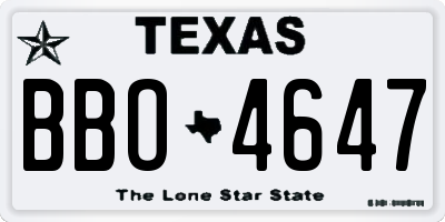 TX license plate BBO4647