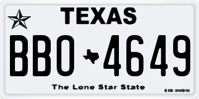 TX license plate BBO4649