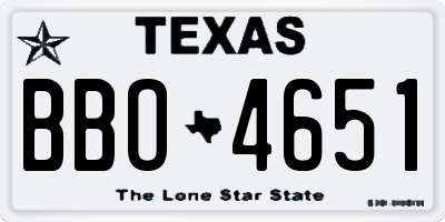 TX license plate BBO4651