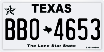 TX license plate BBO4653