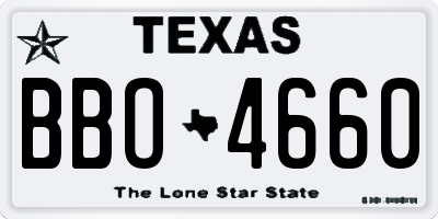 TX license plate BBO4660