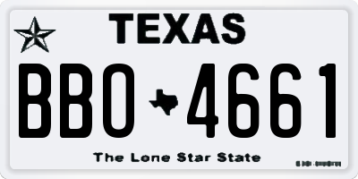 TX license plate BBO4661