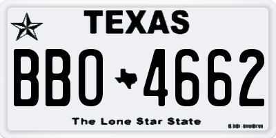 TX license plate BBO4662