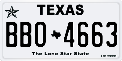 TX license plate BBO4663