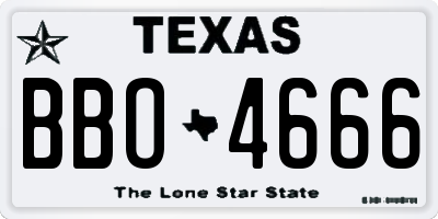 TX license plate BBO4666
